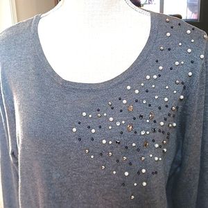 ABSOLUTELY Creative Worldwide Uniquely Designed Crew Neck Grey Sweater Size 1X